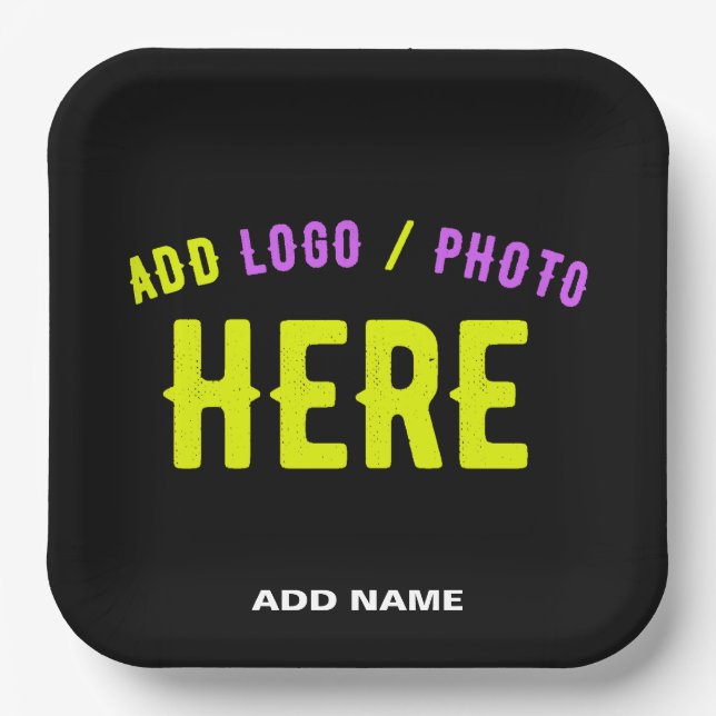 STYLISH MODERN CUSTOMIZABLE BLACK VERIFIED BRANDED PAPER PLATES (Front)