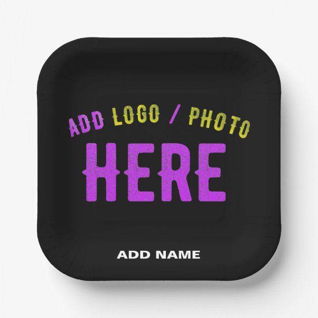 STYLISH MODERN CUSTOMIZABLE BLACK VERIFIED BRANDED PAPER PLATES (Front)