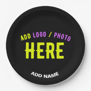 STYLISH MODERN CUSTOMIZABLE BLACK VERIFIED BRANDED PAPER PLATES