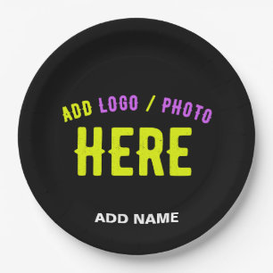 STYLISH MODERN CUSTOMIZABLE BLACK VERIFIED BRANDED PAPER PLATES
