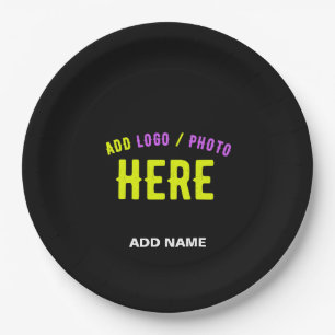 STYLISH MODERN CUSTOMIZABLE BLACK VERIFIED BRANDED PAPER PLATES