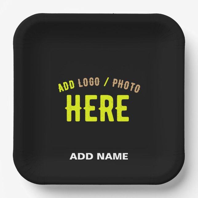 STYLISH MODERN CUSTOMIZABLE BLACK VERIFIED BRANDED PAPER PLATES (Front)