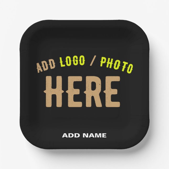 STYLISH MODERN CUSTOMIZABLE BLACK VERIFIED BRANDED PAPER PLATES (Front)