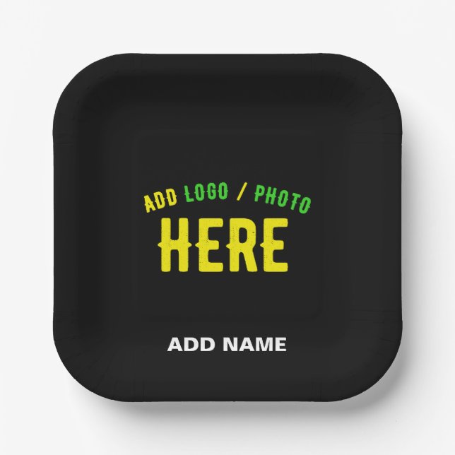 STYLISH MODERN CUSTOMIZABLE BLACK VERIFIED BRANDED PAPER PLATES (Front)