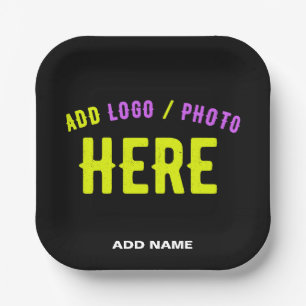 STYLISH MODERN CUSTOMIZABLE BLACK VERIFIED BRANDED PAPER PLATES