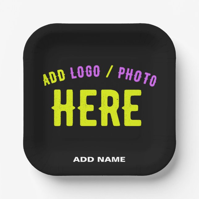 STYLISH MODERN CUSTOMIZABLE BLACK VERIFIED BRANDED PAPER PLATES (Front)