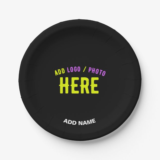 STYLISH MODERN CUSTOMIZABLE BLACK VERIFIED BRANDED PAPER PLATES (Front)