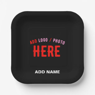STYLISH MODERN CUSTOMIZABLE BLACK VERIFIED BRANDED PAPER PLATES