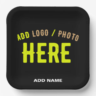 STYLISH MODERN CUSTOMIZABLE BLACK VERIFIED BRANDED PAPER PLATES