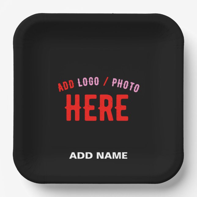 STYLISH MODERN CUSTOMIZABLE BLACK VERIFIED BRANDED PAPER PLATES (Front)