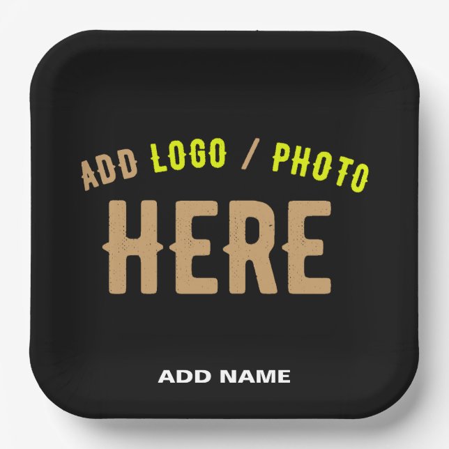STYLISH MODERN CUSTOMIZABLE BLACK VERIFIED BRANDED PAPER PLATES (Front)