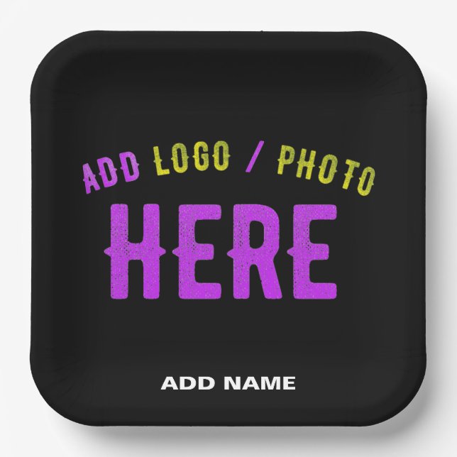 STYLISH MODERN CUSTOMIZABLE BLACK VERIFIED BRANDED PAPER PLATES (Front)