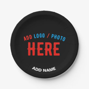 STYLISH MODERN CUSTOMIZABLE BLACK VERIFIED BRANDED PAPER PLATES