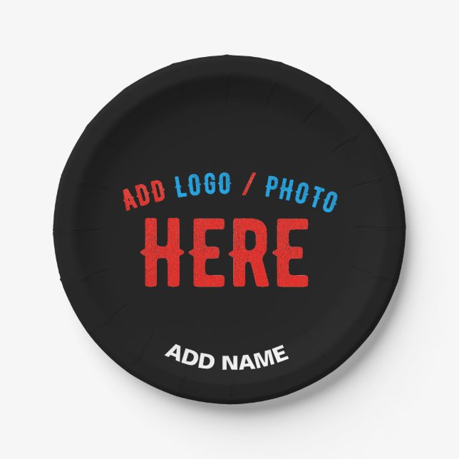 STYLISH MODERN CUSTOMIZABLE BLACK VERIFIED BRANDED PAPER PLATES (Front)