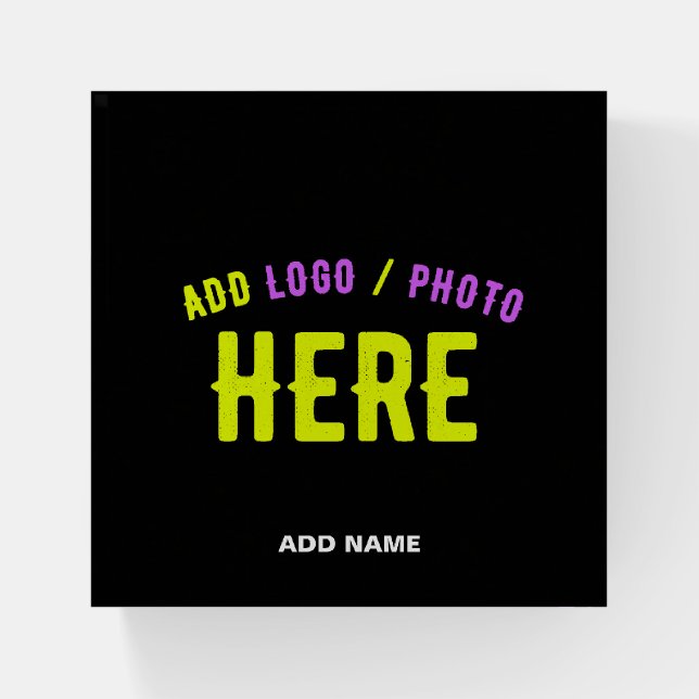 STYLISH MODERN CUSTOMIZABLE BLACK VERIFIED BRANDED PAPERWEIGHT (Front)