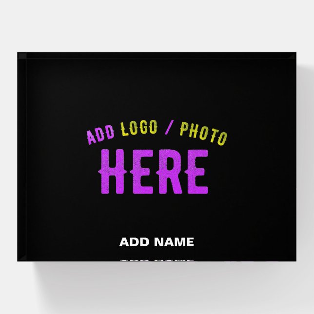 STYLISH MODERN CUSTOMIZABLE BLACK VERIFIED BRANDED PAPERWEIGHT (Front)