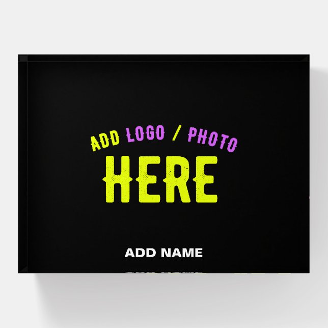 STYLISH MODERN CUSTOMIZABLE BLACK VERIFIED BRANDED PAPERWEIGHT (Front)