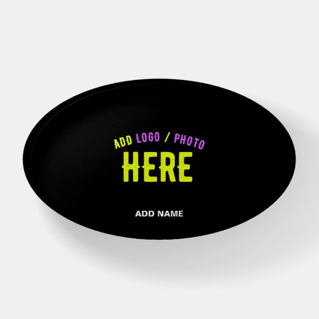 STYLISH MODERN CUSTOMIZABLE BLACK VERIFIED BRANDED PAPERWEIGHT (Front)