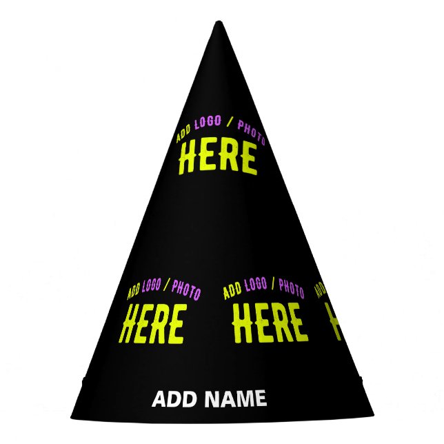 STYLISH MODERN CUSTOMIZABLE BLACK VERIFIED BRANDED PARTY HAT (Front)