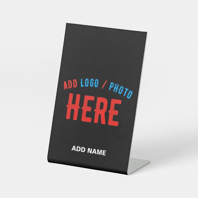 STYLISH MODERN CUSTOMIZABLE BLACK VERIFIED BRANDED PEDESTAL SIGN (Front)