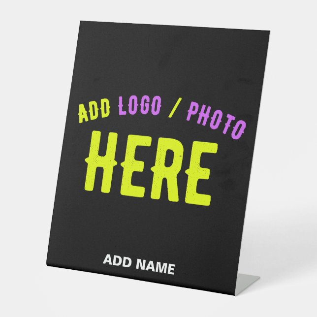 STYLISH MODERN CUSTOMIZABLE BLACK VERIFIED BRANDED PEDESTAL SIGN (Front)