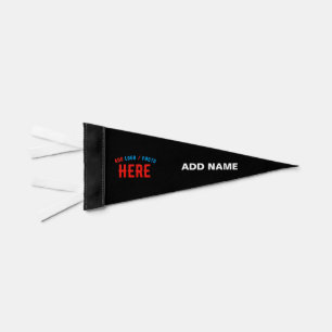 STYLISH MODERN CUSTOMIZABLE BLACK VERIFIED BRANDED PENNANT FLAG