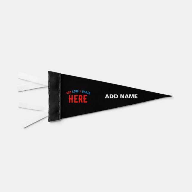 STYLISH MODERN CUSTOMIZABLE BLACK VERIFIED BRANDED PENNANT FLAG (Front)
