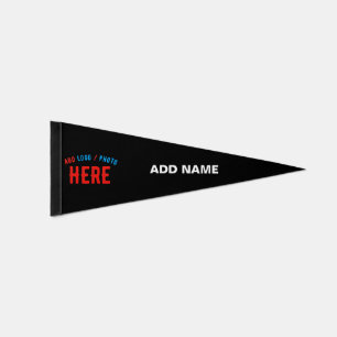 STYLISH MODERN CUSTOMIZABLE BLACK VERIFIED BRANDED PENNANT FLAG