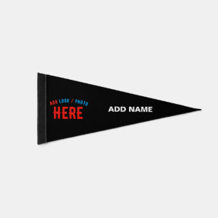 STYLISH MODERN CUSTOMIZABLE BLACK VERIFIED BRANDED PENNANT FLAG
