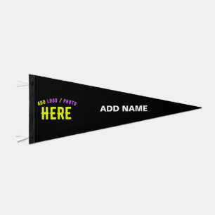 STYLISH MODERN CUSTOMIZABLE BLACK VERIFIED BRANDED PENNANT FLAG