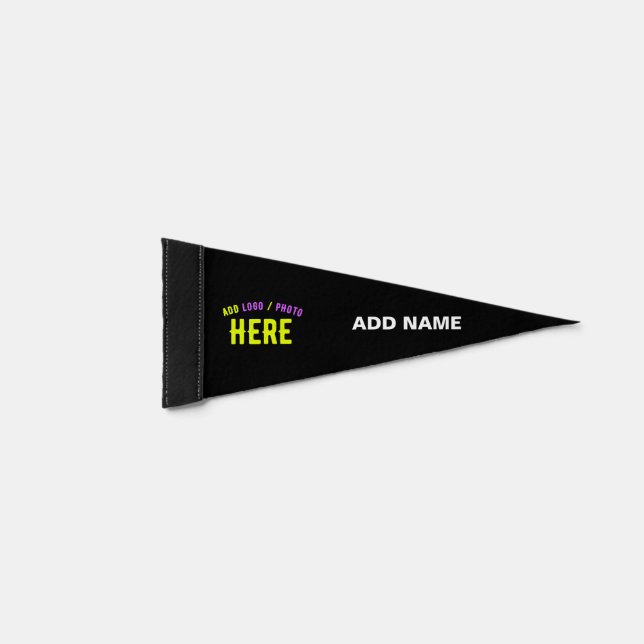 STYLISH MODERN CUSTOMIZABLE BLACK VERIFIED BRANDED PENNANT FLAG (Front)