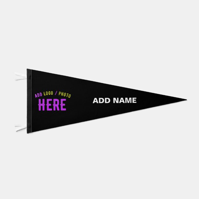 STYLISH MODERN CUSTOMIZABLE BLACK VERIFIED BRANDED PENNANT FLAG (Front)