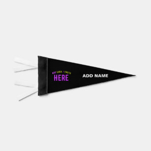 STYLISH MODERN CUSTOMIZABLE BLACK VERIFIED BRANDED PENNANT FLAG