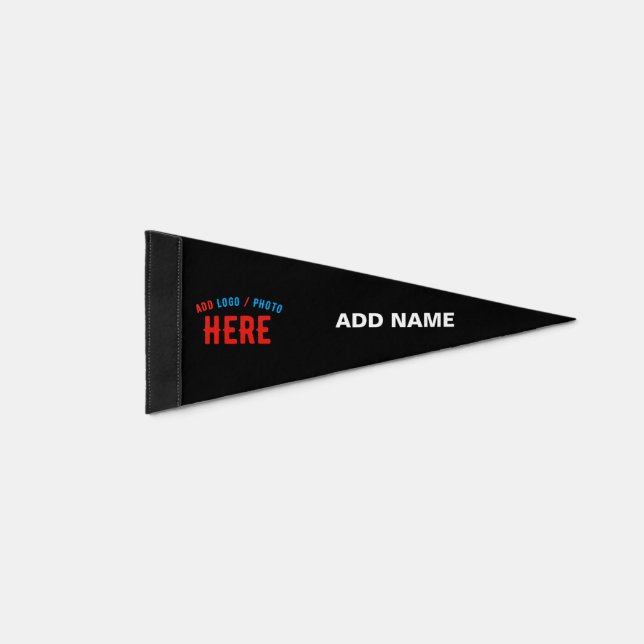 STYLISH MODERN CUSTOMIZABLE BLACK VERIFIED BRANDED PENNANT FLAG (Front)