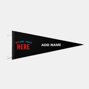 STYLISH MODERN CUSTOMIZABLE BLACK VERIFIED BRANDED PENNANT FLAG