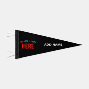 STYLISH MODERN CUSTOMIZABLE BLACK VERIFIED BRANDED PENNANT FLAG