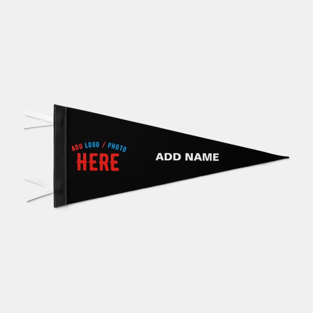 STYLISH MODERN CUSTOMIZABLE BLACK VERIFIED BRANDED PENNANT FLAG (Front)