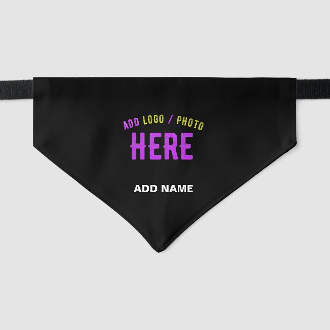 STYLISH MODERN CUSTOMIZABLE BLACK VERIFIED BRANDED PET BANDANA COLLAR (Front)