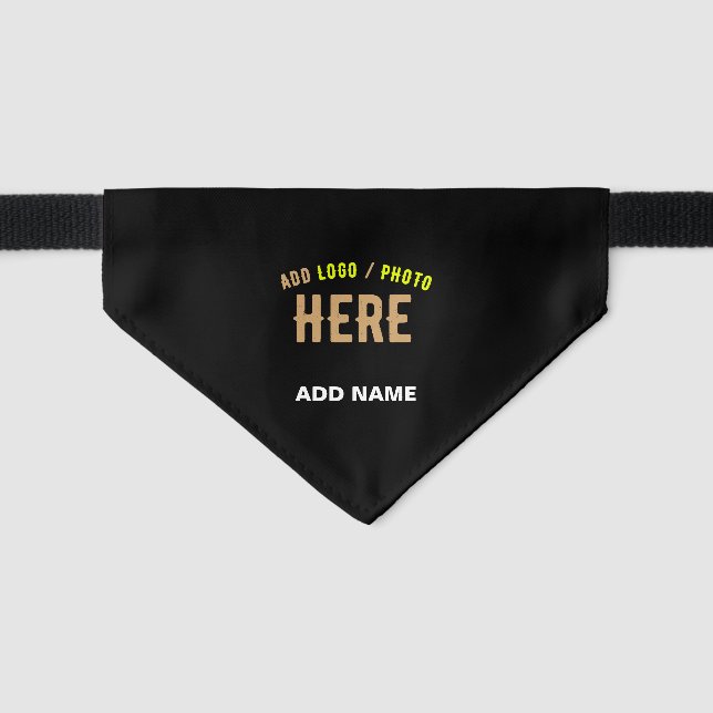STYLISH MODERN CUSTOMIZABLE BLACK VERIFIED BRANDED PET BANDANA COLLAR (Front)