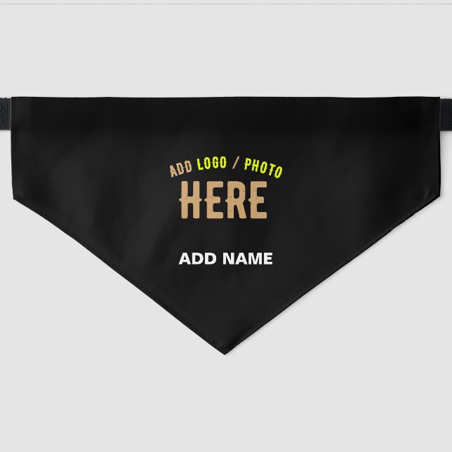 STYLISH MODERN CUSTOMIZABLE BLACK VERIFIED BRANDED PET BANDANA COLLAR (Front)