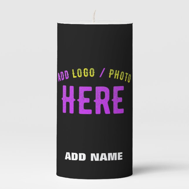 STYLISH MODERN CUSTOMIZABLE BLACK VERIFIED BRANDED PILLAR CANDLE (Front)