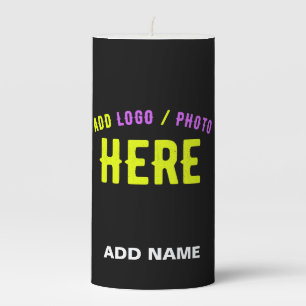 STYLISH MODERN CUSTOMIZABLE BLACK VERIFIED BRANDED PILLAR CANDLE