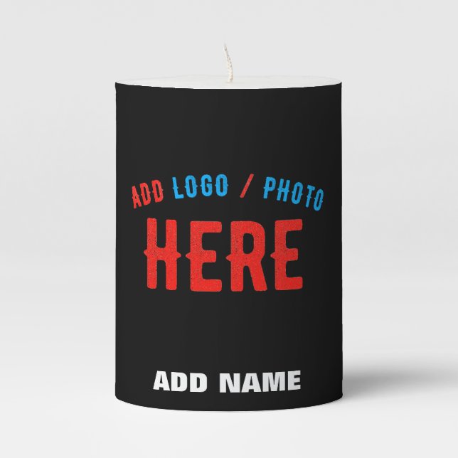 STYLISH MODERN CUSTOMIZABLE BLACK VERIFIED BRANDED PILLAR CANDLE (Front)