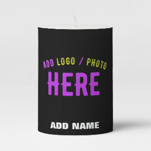 STYLISH MODERN CUSTOMIZABLE BLACK VERIFIED BRANDED PILLAR CANDLE