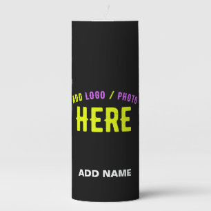 STYLISH MODERN CUSTOMIZABLE BLACK VERIFIED BRANDED PILLAR CANDLE