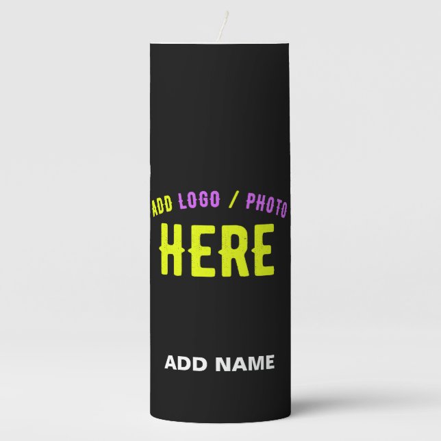STYLISH MODERN CUSTOMIZABLE BLACK VERIFIED BRANDED PILLAR CANDLE (Front)