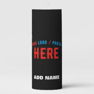 STYLISH MODERN CUSTOMIZABLE BLACK VERIFIED BRANDED PILLAR CANDLE