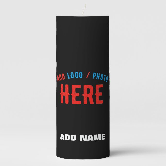 STYLISH MODERN CUSTOMIZABLE BLACK VERIFIED BRANDED PILLAR CANDLE (Front)