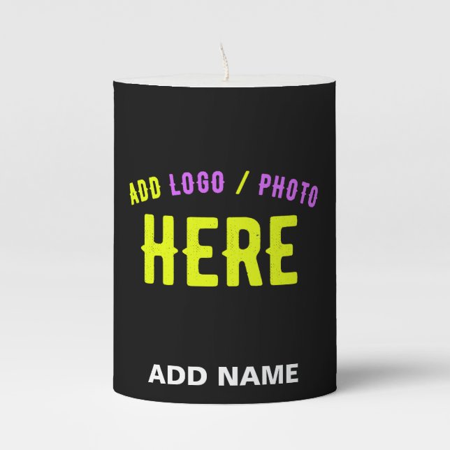 STYLISH MODERN CUSTOMIZABLE BLACK VERIFIED BRANDED PILLAR CANDLE (Front)