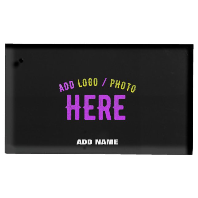 STYLISH MODERN CUSTOMIZABLE BLACK VERIFIED BRANDED PLACE CARD HOLDER (Front)